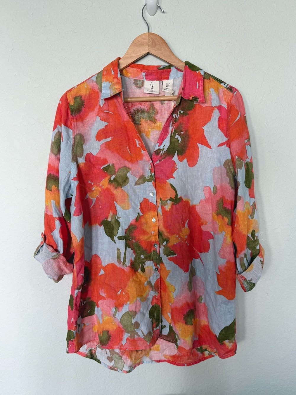 NWT Joie 100% Linen Floral Button-Down Shirt